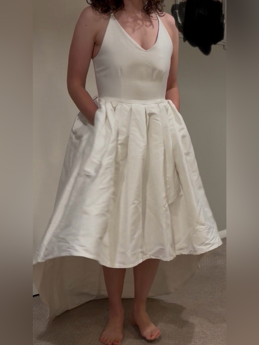 White V-Neck High-Low Dress - Picture 4 of 9